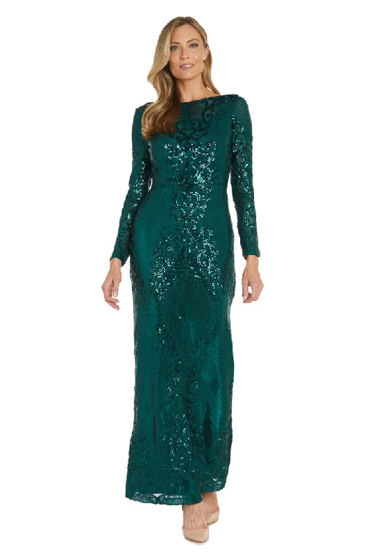 Nightway 22269 Long Sleeve Patterned Sequin Formal DressTightlipped