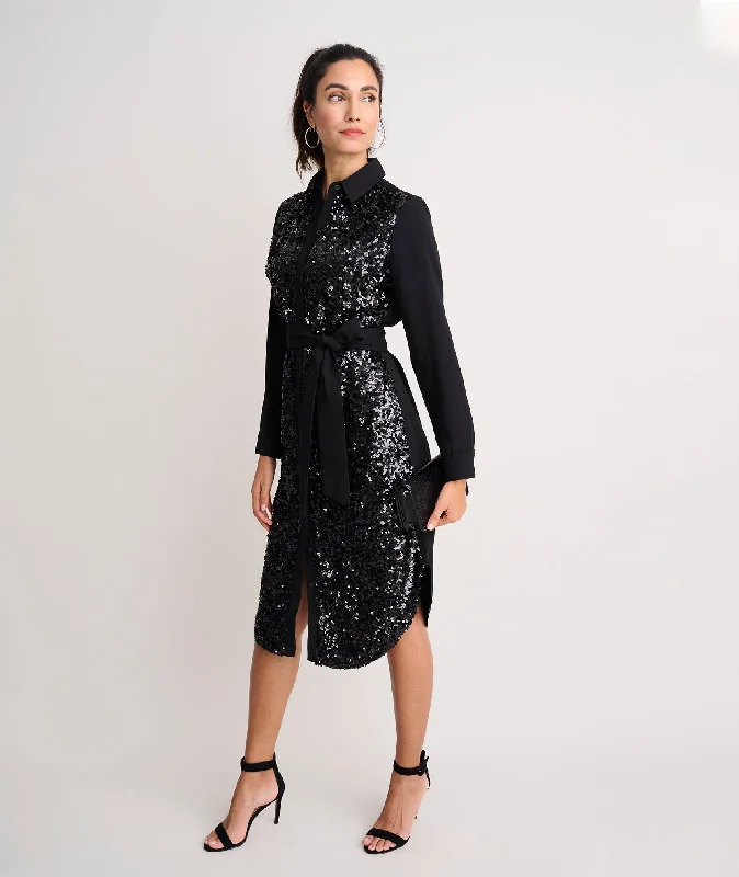 Sequin Crepe Lexie Shirt Dress - FINAL SALEDesigner Dress