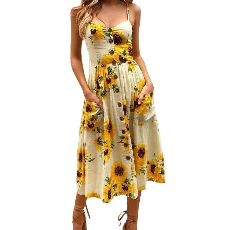 Women's Cami Floral Printed DressVintage Dress