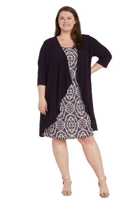 R&M Richards 9927W Printed Jacket Plus Size Short DressTightwad