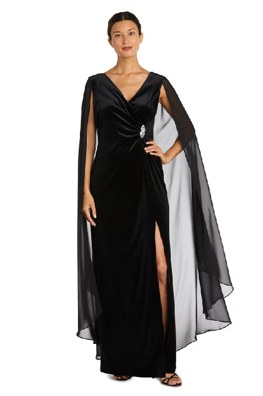 R&M Richards 9073 Long Mother of the Bride Cape Wrap DressTightsportsbra