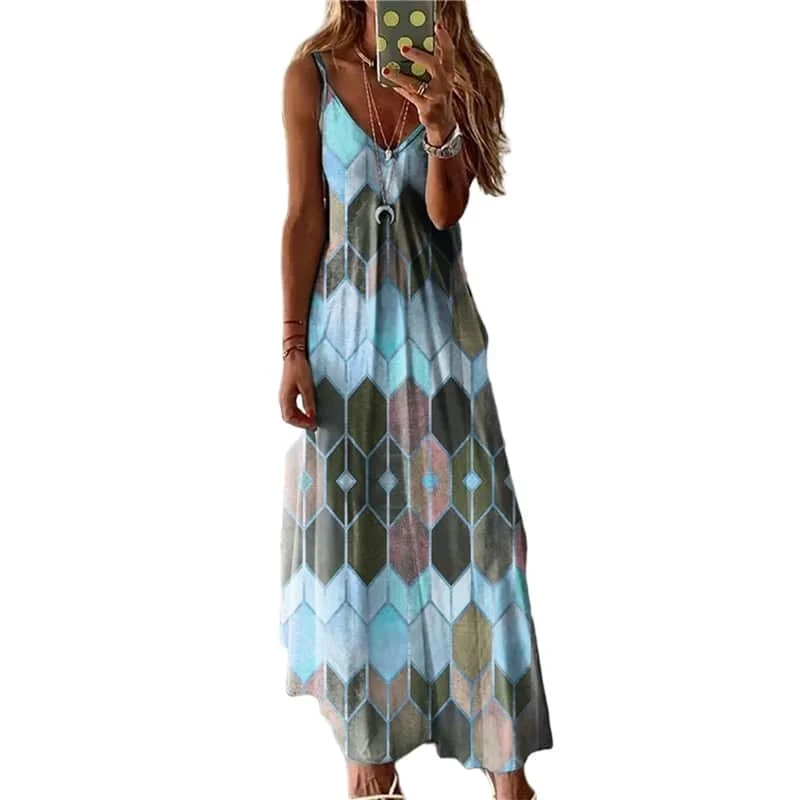 Women's Printed Casual Long DressThermal Dress