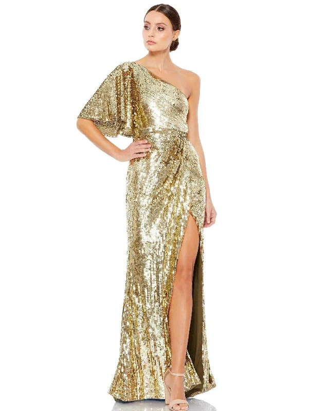 Gold 4 Mac Duggal 93540 Long One Shoulder Bell Sleeve Gown SaleTightleg