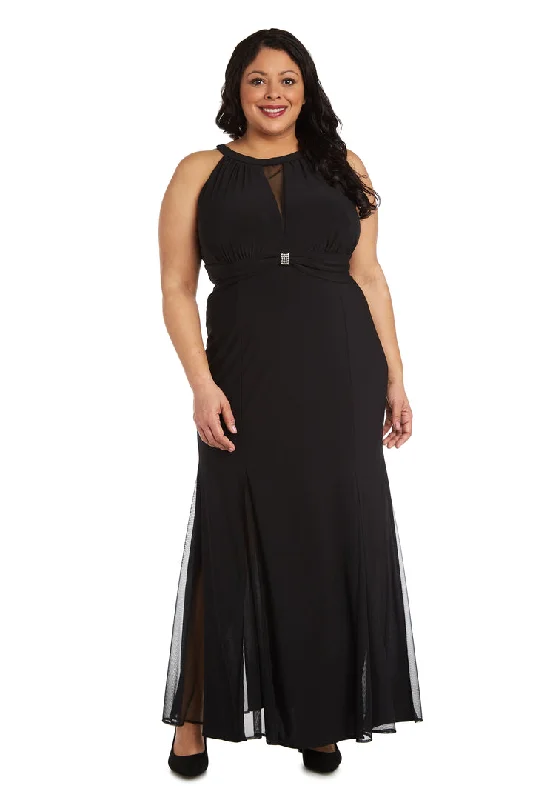 Nightway 22023W Long Halter Formal Plus Size Evening DressTightly