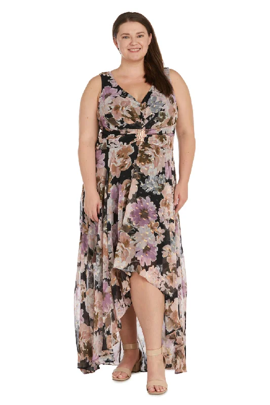 R&M Richards 9804W Plus Size Floral Print High Low DressTightrace