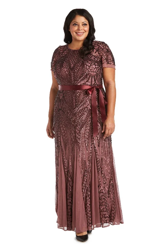 R&M Richards 7285W Long Plus Size Sequin Formal DressTightrace