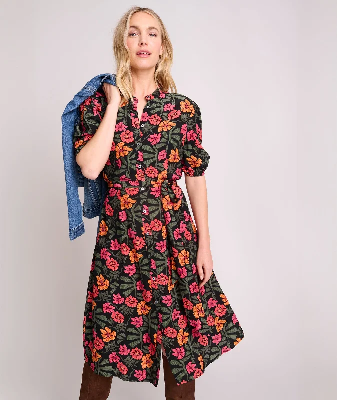 Short-Sleeve Floral Alix Midi DressSari Dress