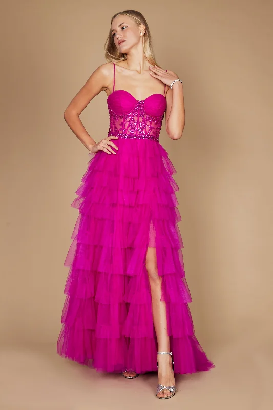 Long Fuchsia Corset Prom Ball GownTightgame