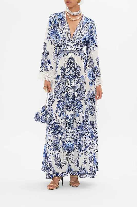 KIMONO SLEEVE DRESS WITH SHIRRING DETAIL GLAZE AND GRAZEEthnic Dress