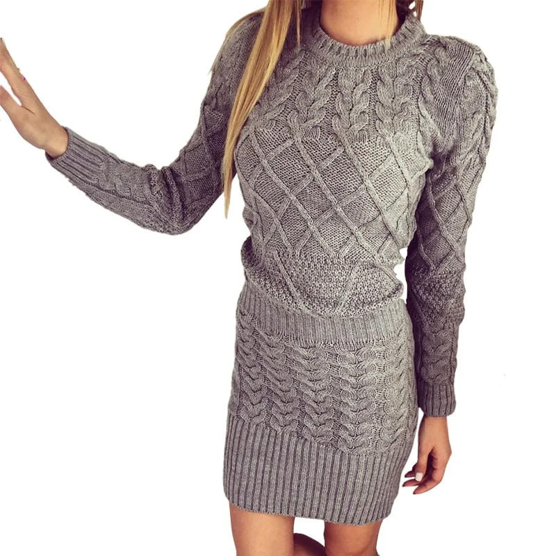 Women's Casual Warm Knitted DressSheer Dress