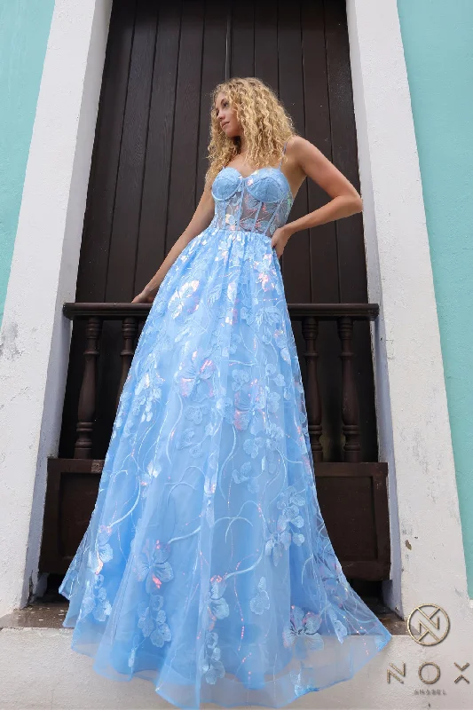 Nox Anabel T1332 A Line Long Formal Floral Print Prom DressTightoffense