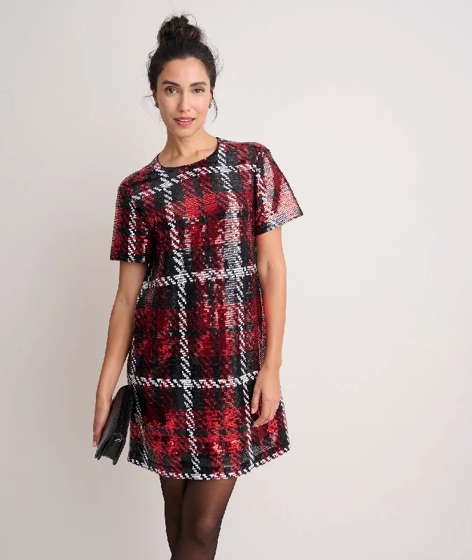 Short-Sleeve Sequin Plaid Sasha Dress - FINAL SALEEdwardian Dress