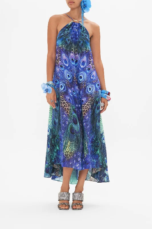 GATHER NECK HARDWARE MAXI DRESS PEACOCK ROCKFit-and-Flare Dress