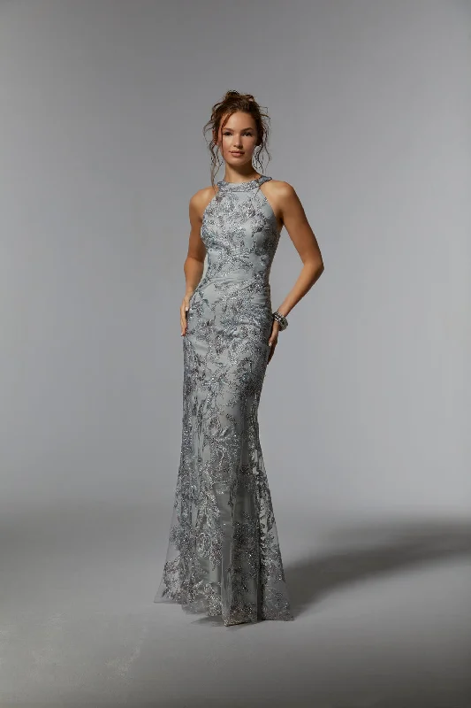 Silver 10 MGNY Madeline Gardner New York 72939 Long Formal Gown SaleTightjean