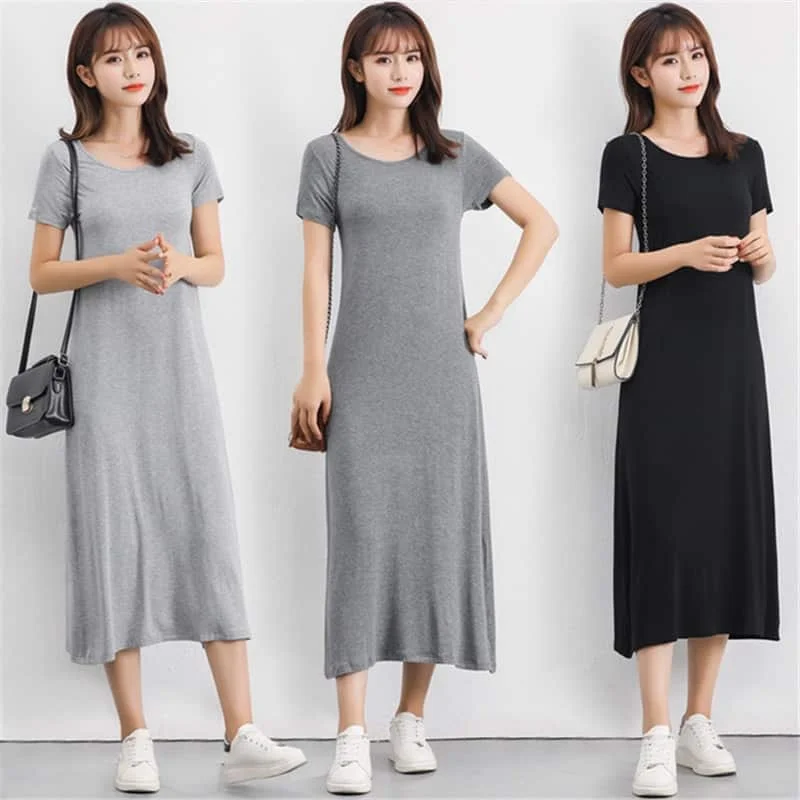 Women's Modal Knitted Summer T-Shirt DressCocktail Dress