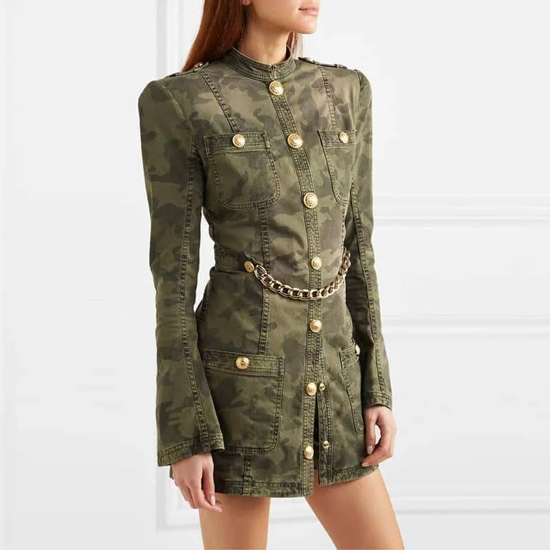 Women's Military Style Mini DressRain Dress