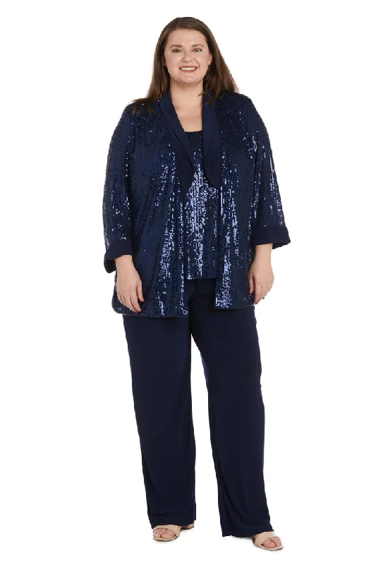 R&M Richards 2478W Plus Size Sequin Jacket Pant Suit SetTightleg