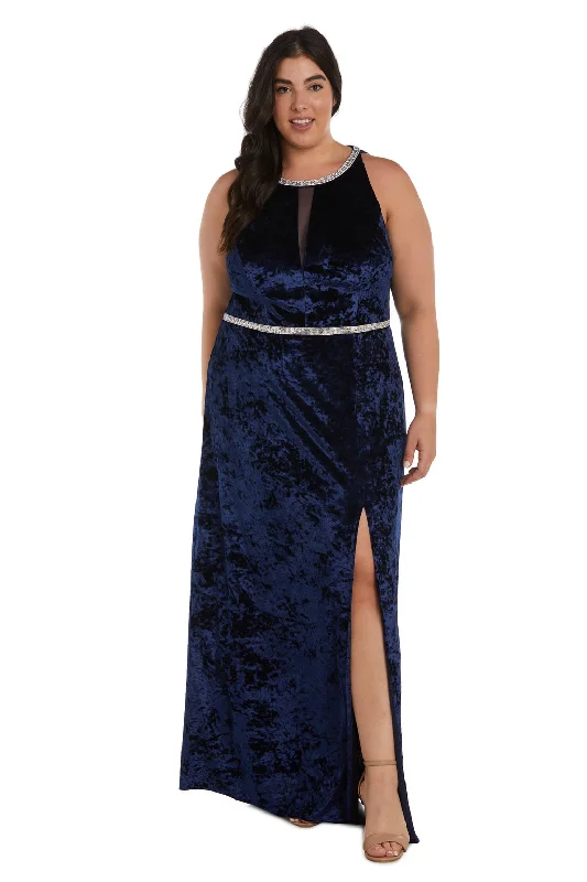 R&M Richards 9130W Long Velvet Formal Plus Size DressTightstitch