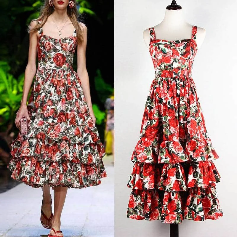 Women's Red Roses DressBusiness Dress