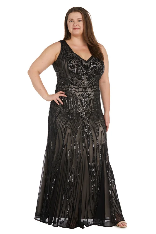 R&M Richards 9009W Long Plus Size Sequin Formal DressTightlace