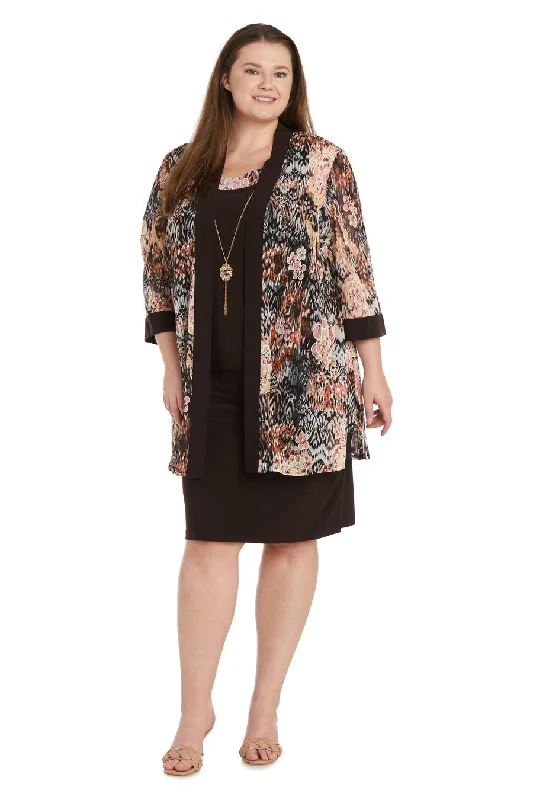 R&M Richards 9596W Floral Print Short Plus Size Jacket DressTighttailor