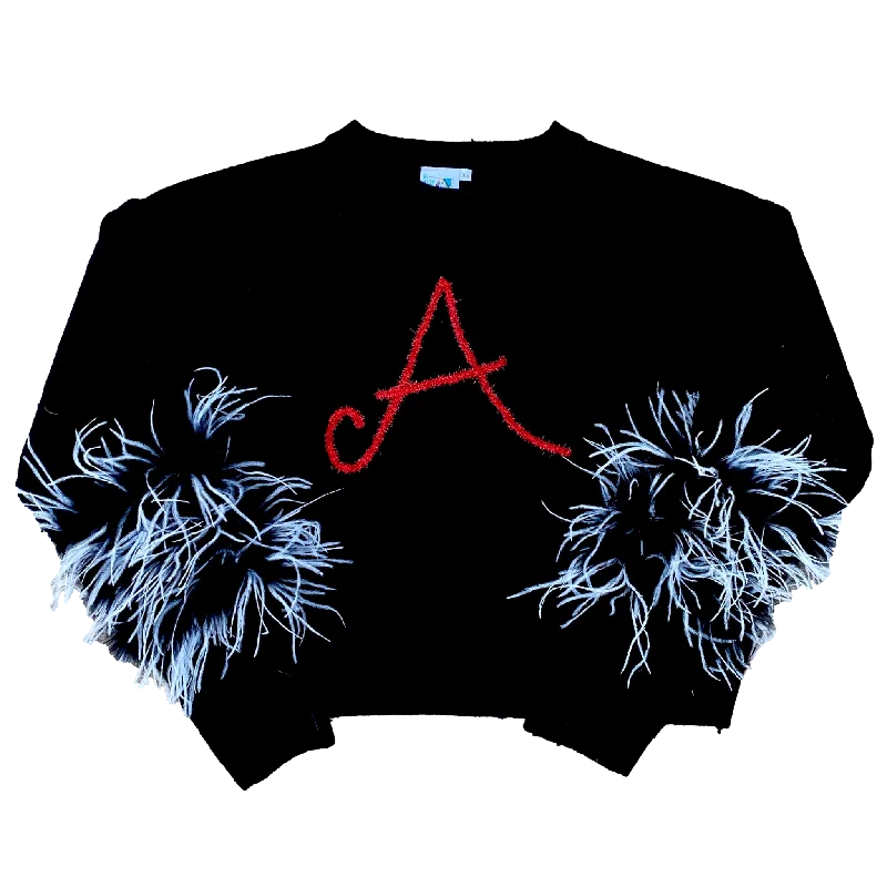 "A" Feather Sleeve SweaterLace Knit Tops