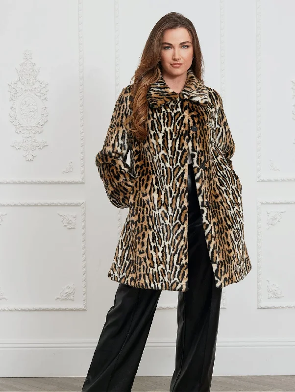 Fleece JacketsAdele Recycled Vegan Faux Fur Coat | Leopard