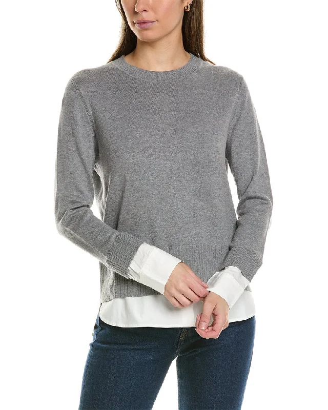 Alashan Cashmere Duet Shirttail Cashmere-Blend SweaterEmbroidered Knit Tops