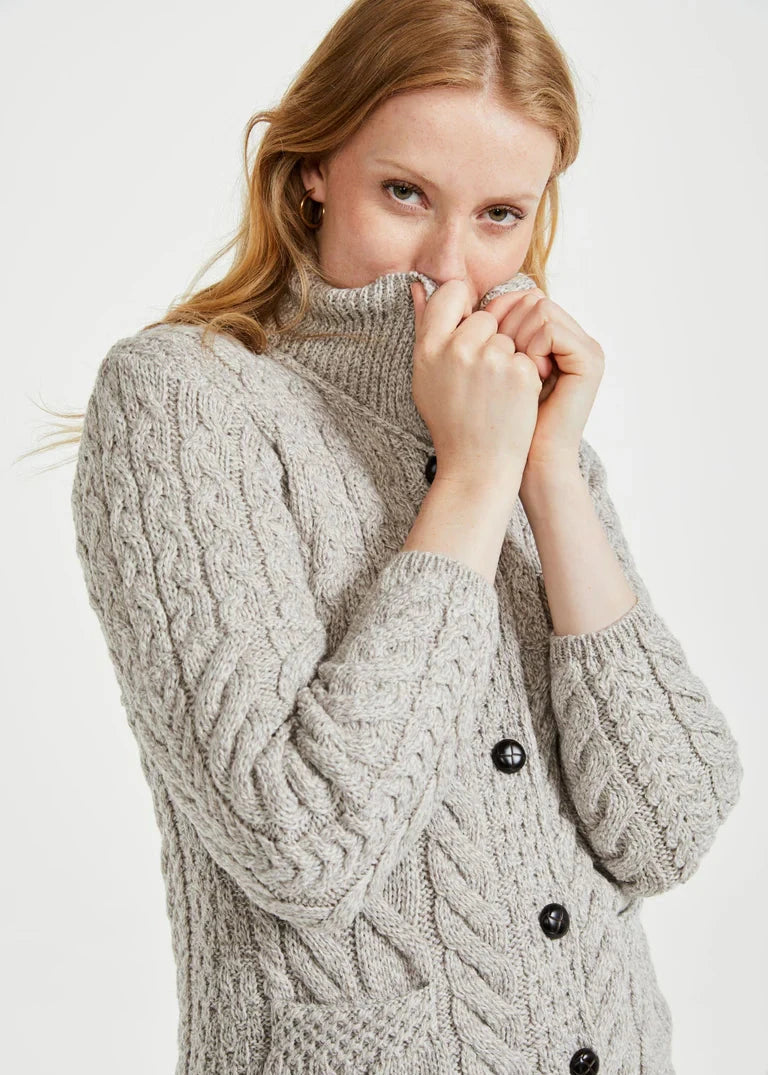 Aran Supersoft Cardigan | Oatmeal - ClearancePocketed Knit Tops