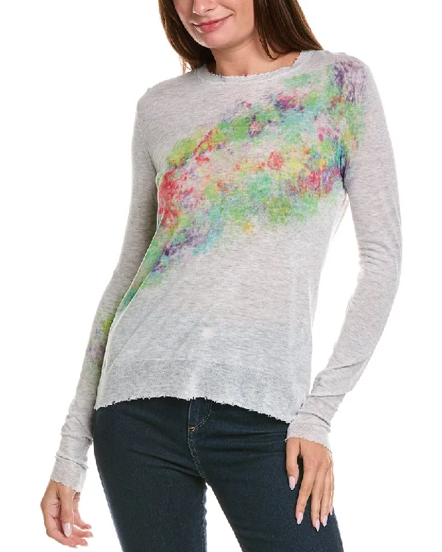 Autumn Cashmere Distressed Splatter Print Cashmere SweaterAngora Knit Tops