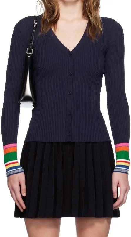 Cargo Sweater In Navy RainbowBamboo Knit Tops