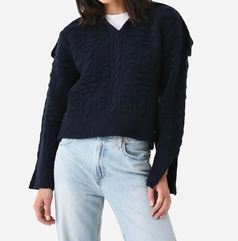 Cele Sweater In NavySports Team Knit Tops