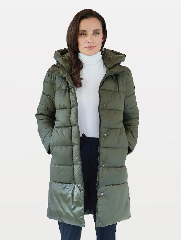 Winter JacketsChepstow Recycled Vegan Long Puffer Jacket | Olive Green