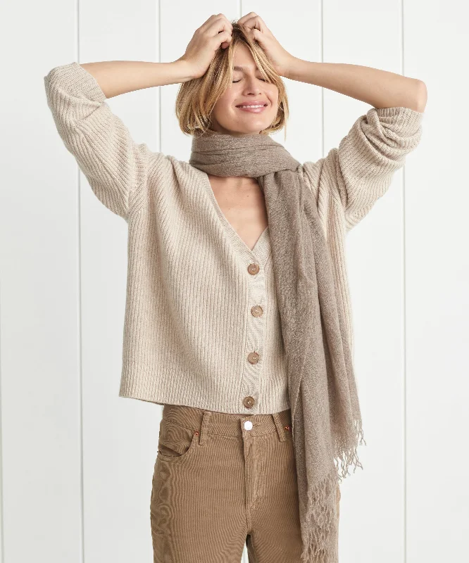 Cropped Cashmere Cocoon CardiganLayered Knit Tops