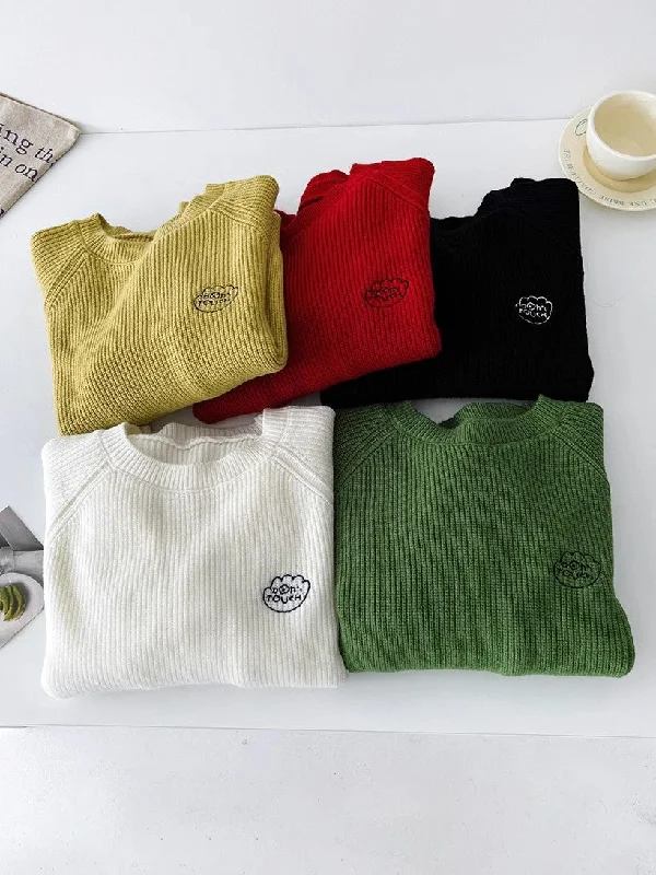 fashionable round neck knitted sweater     S4720Crewneck Knit Tops