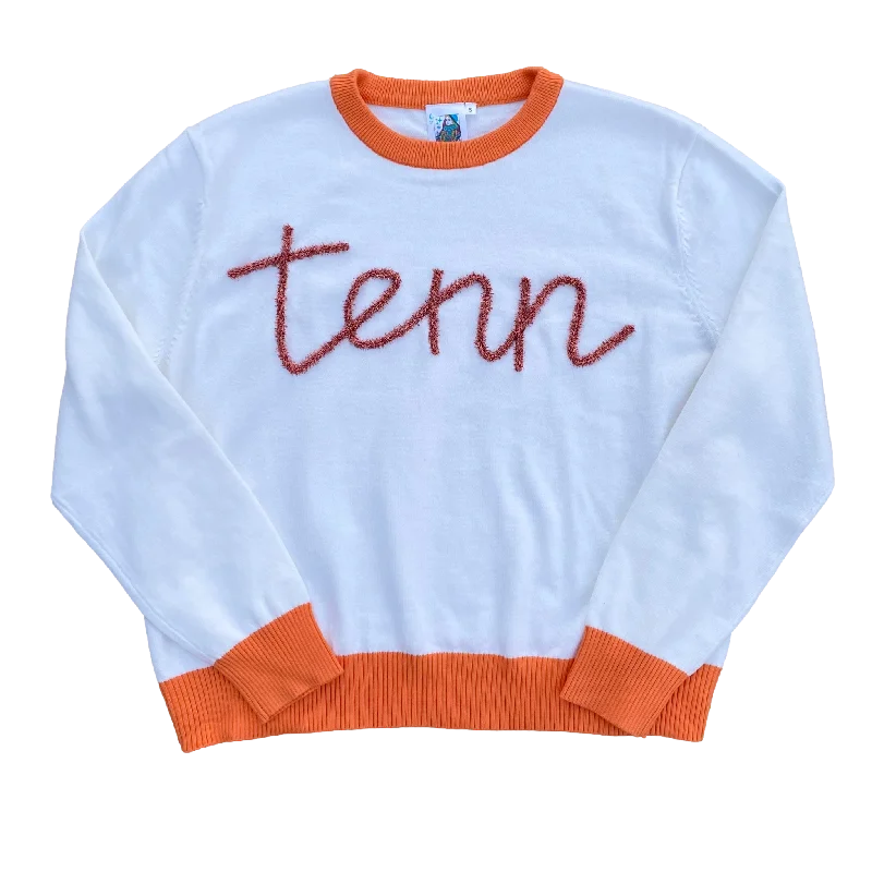 Licensed- Glitter Script "Tenn" Long Sleeve SweaterScoop Neck Knit Tops