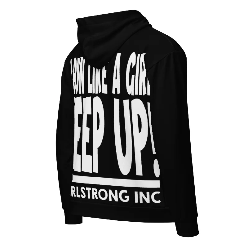 Safari JacketsGS GRAPHIX ZIP HOODIE BLACK - I RUN LIKE A GIRL KEEP UP