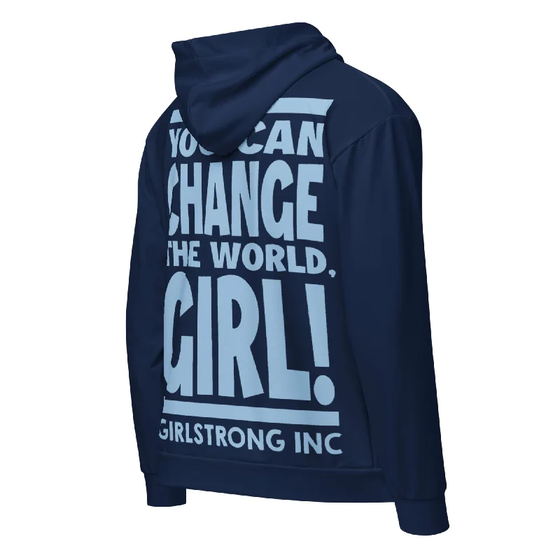 Hunting JacketsGS GRAPHIX ZIP HOODIE NAVY - YOU CAN CHANGE THE WORLD, GIRL!