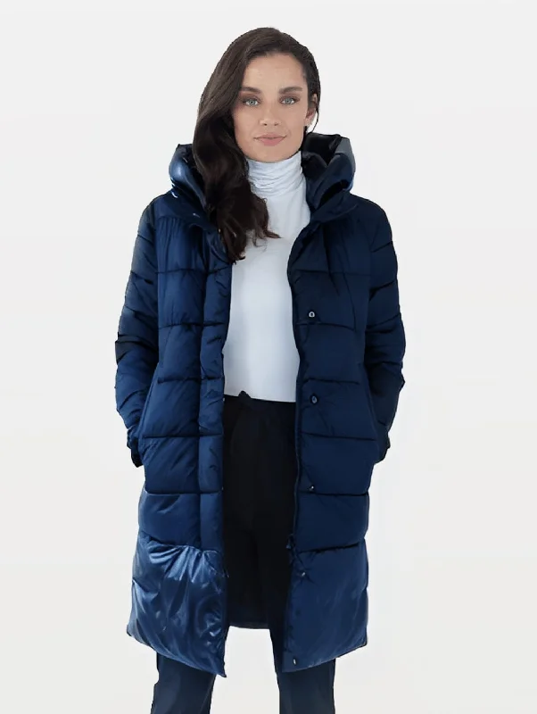 Reflective JacketsChepstow Recycled Vegan Long Puffer Jacket | Navy Blue