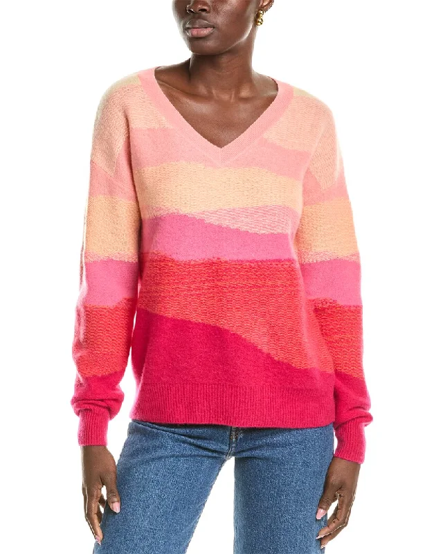 NAADAM Desertscape V-Neck Cashmere SweaterRuffled Knit Tops