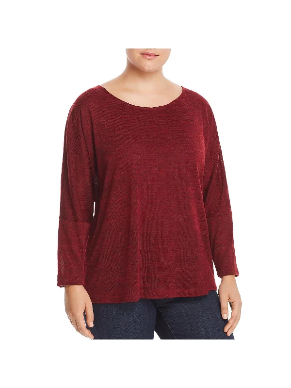 Plus Womens Lightweight Round Neck Pullover SweaterHunting Knit Tops