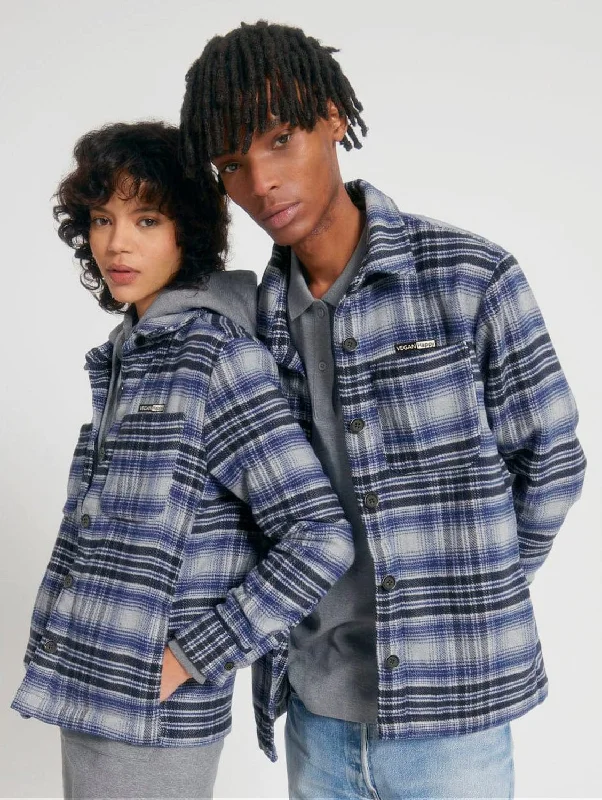 Glitter JacketsVegan Unisex River Check Shirt Jacket | Blue Check