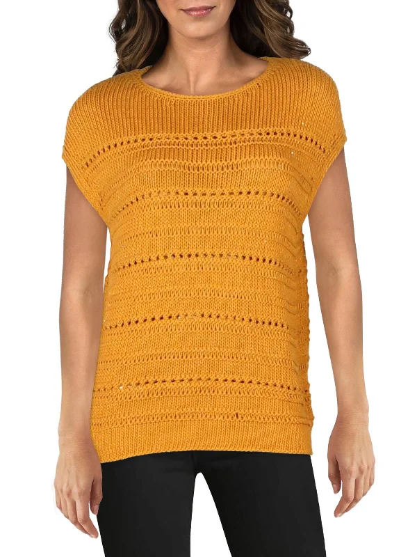 Womens Silk Blend Eyelet SweaterPunk Knit Tops