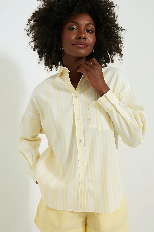 Ruffled ShirtsButter and White Striped Chiara Classic Shirt