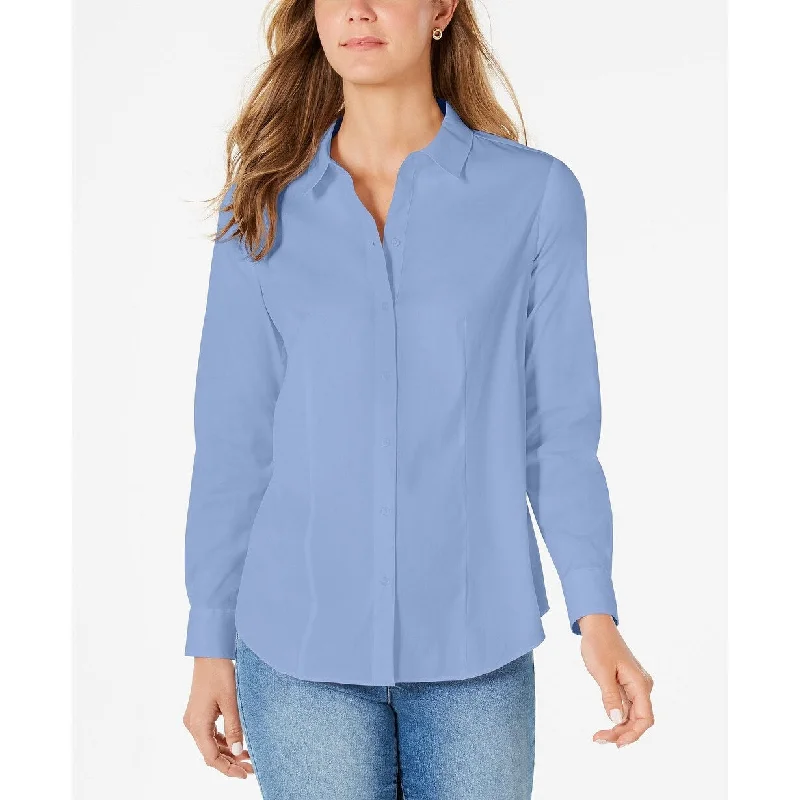 Streetwear ShirtsCharter Club Women's Classic Button-Front Shirt Blue Size 18