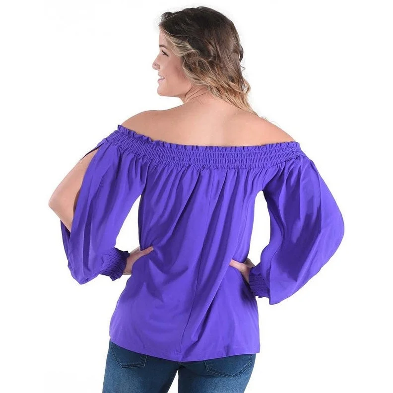 Designer ShirtsCowgirl Tuff Western Shirt Womens Breathe L/S Blouse Purple 100526