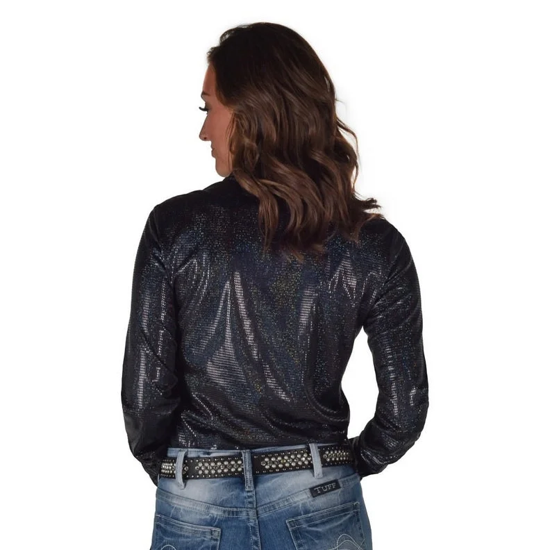 Relaxed Fit ShirtsCowgirl Tuff Western Shirt Womens L/S Lightweight Foil Black 100767