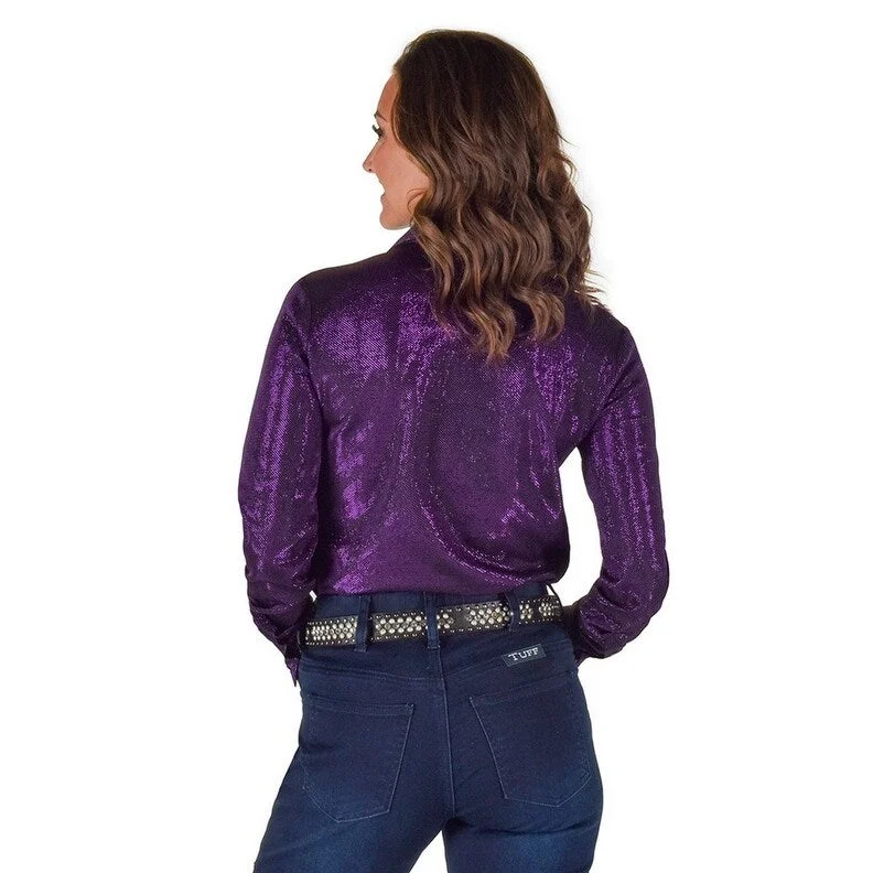 Branded ShirtsCowgirl Tuff Western Shirt Womens L/S Shimmer Breathe Purple 100831