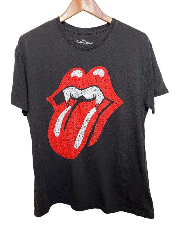 Statement ShirtsDistressed Black Rolling Stones Women's T Shirt (Size L)