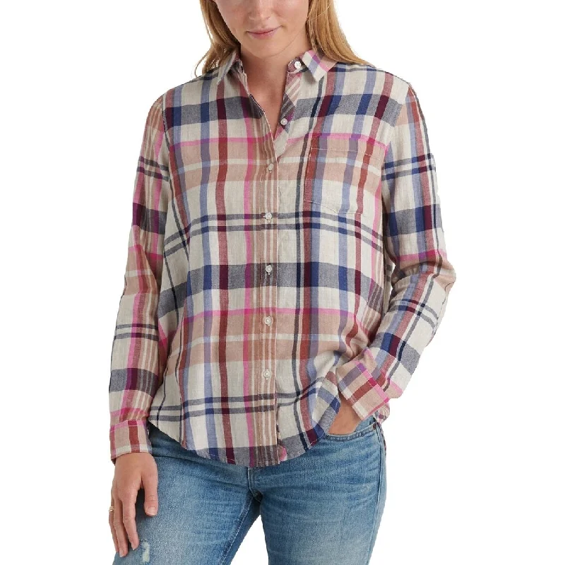 Rayon ShirtsLucky Brand Women's Classic One-Pocket Plaid Shirt Blue Size Extra Small